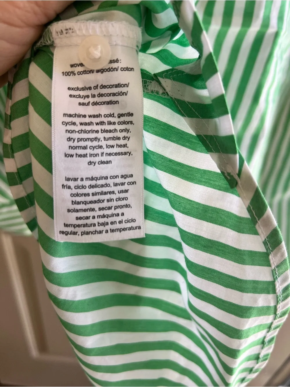 Nautica Jeans Green & White Striped Buttonless Shirt - Picture 6 of 6
